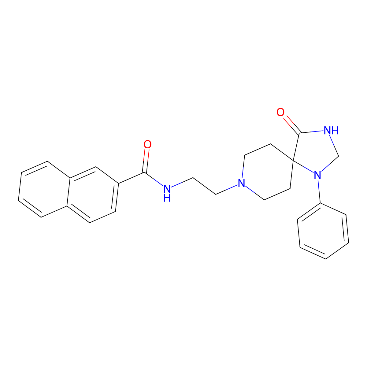 N-(2-(4-Oxo-1-phenyl-1,3,8-triazaspiro(4.5)decan-8-yl)ethyl)naphthalene-2-carboxamide molecular structure, CAS 1130067-34-3