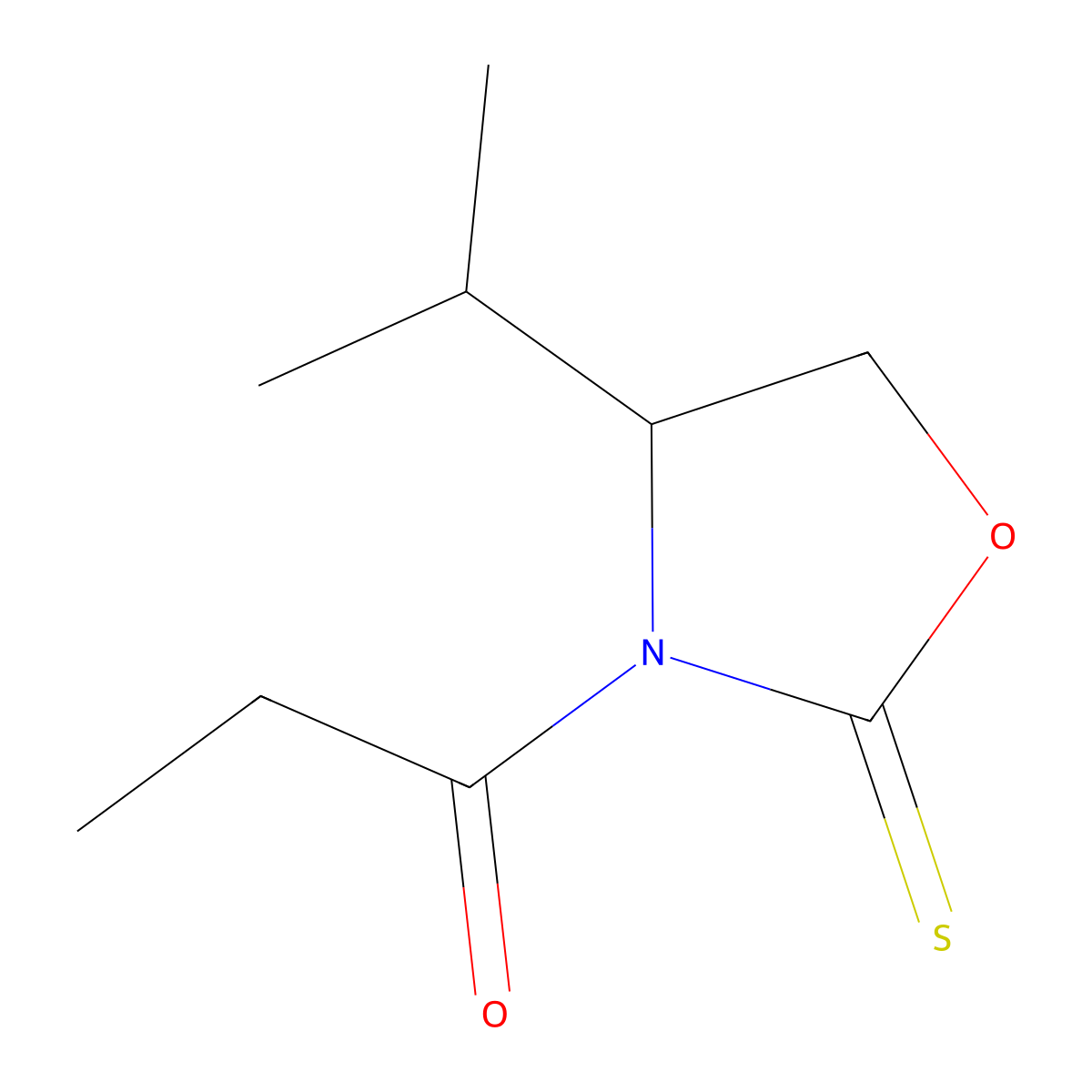 1-[(4S)-4-(1-Methylethyl)-2-thioxo-3-oxazolidinyl]- molecular structure, CAS 113023-57-7