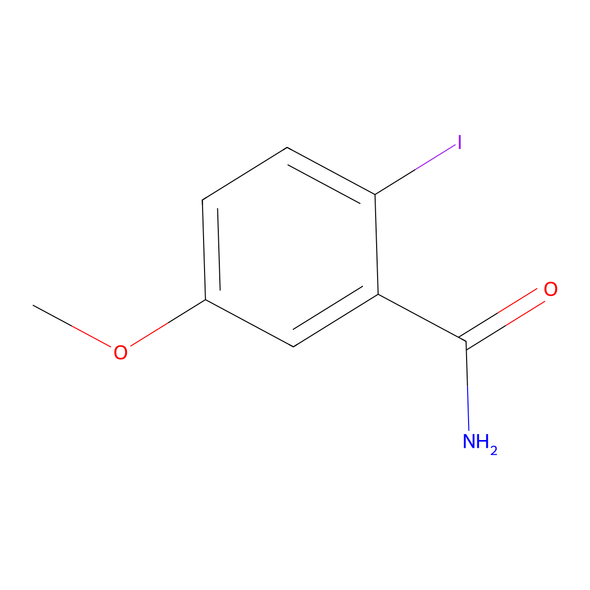 2-Iodo-5-methoxybenzamide molecular structure, CAS 1130283-73-6
