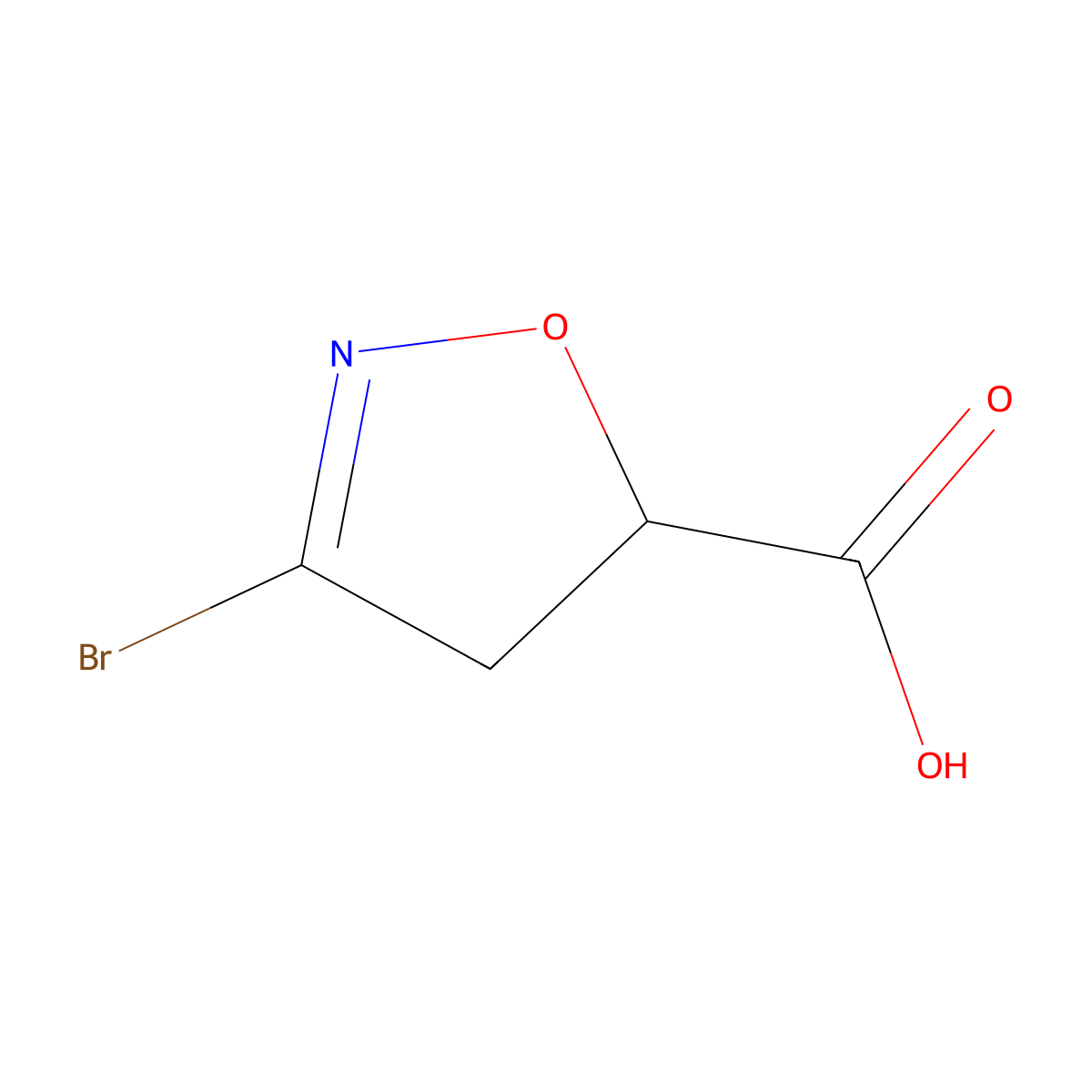 3-Bromo-4,5-dihydroisoxazole-5-carboxylic acid molecular structure, CAS 1130365-33-1