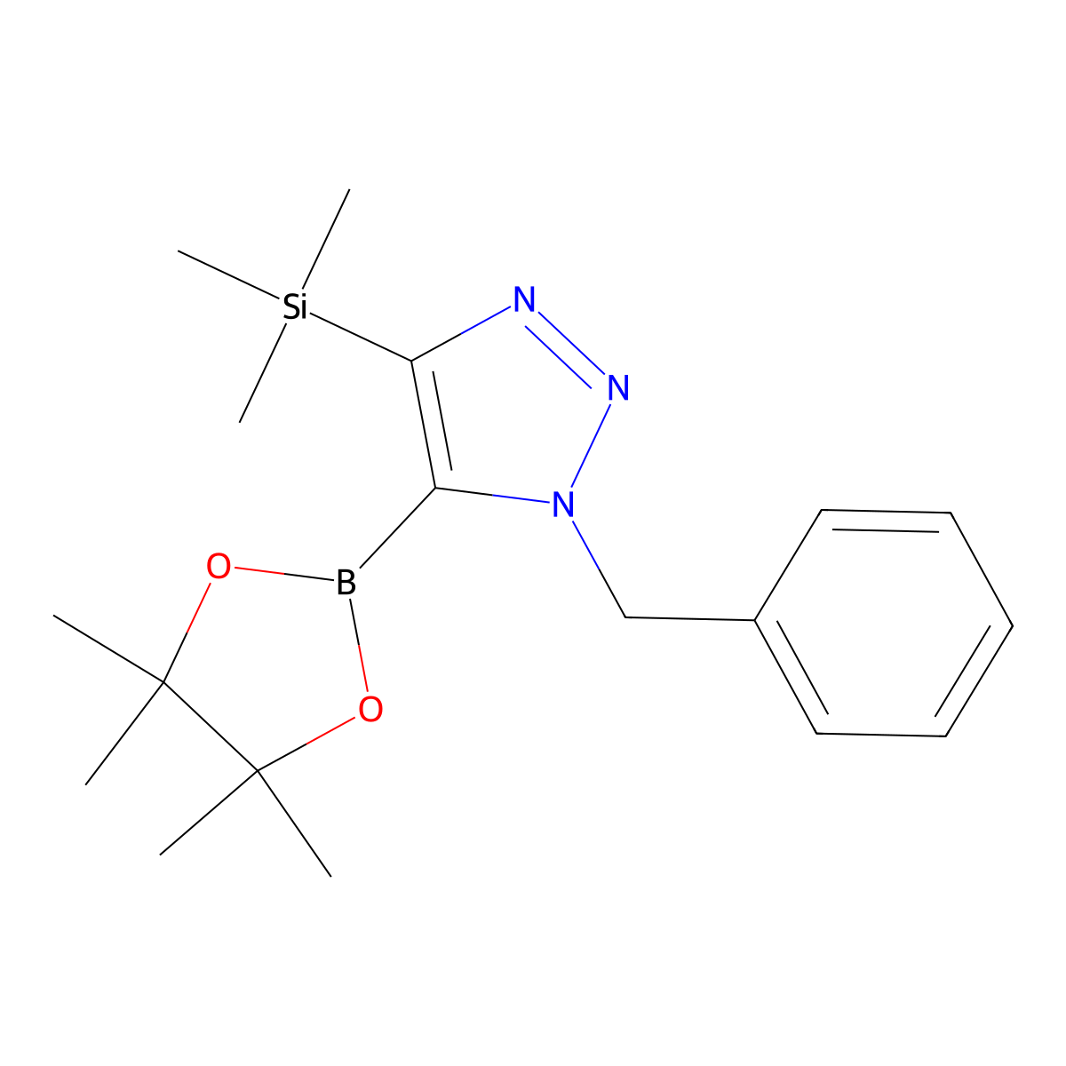 1-Benzyl-5-(4,4,5,5-tetramethyl-1,3,2-dioxaborolan-2-yl)-4-(trimethylsilyl)-1H-1,2,3-triazole molecular structure, CAS 1130489-19-8