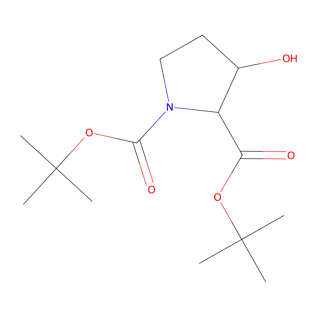 DI-Tert-butyl (2S,3S)-3-hydroxypyrrolidine-1,2-dicarboxylate molecular structure, CAS 1130606-99-3