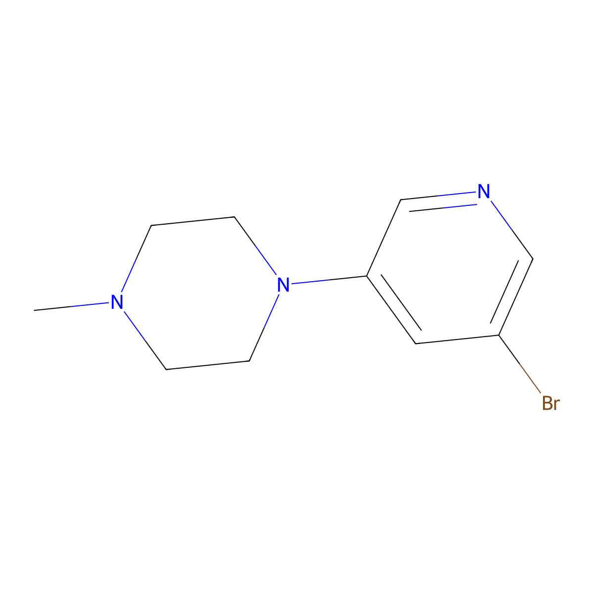 1-(5-Bromopyridin-3-yl)-4-methylpiperazine molecular structure, CAS 1130759-48-6