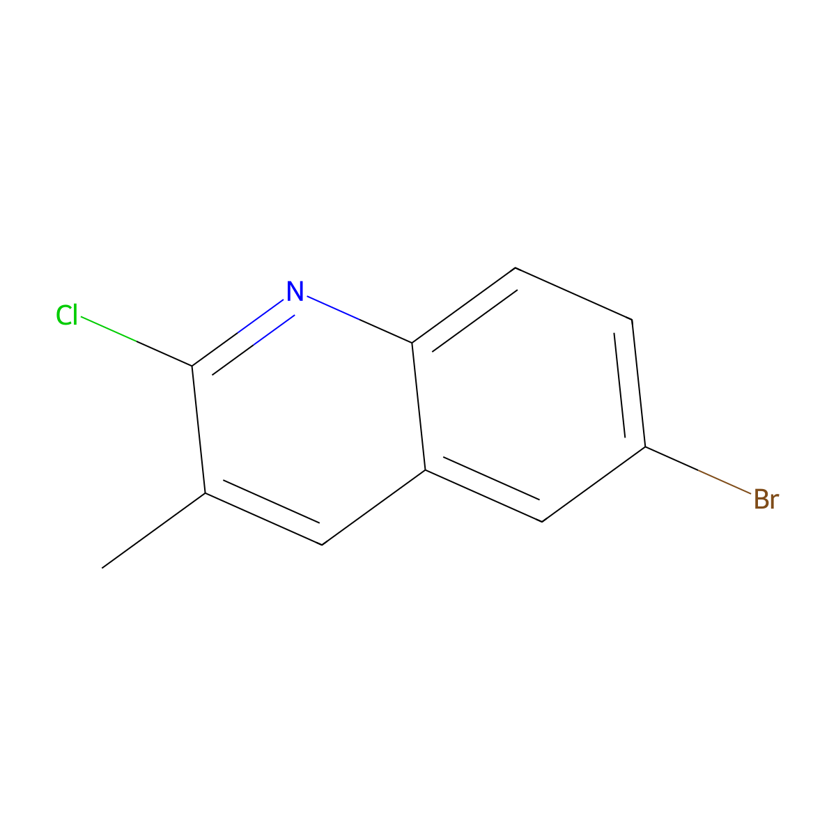 6-Bromo-2-chloro-3-methylquinoline molecular structure, CAS 113092-96-9
