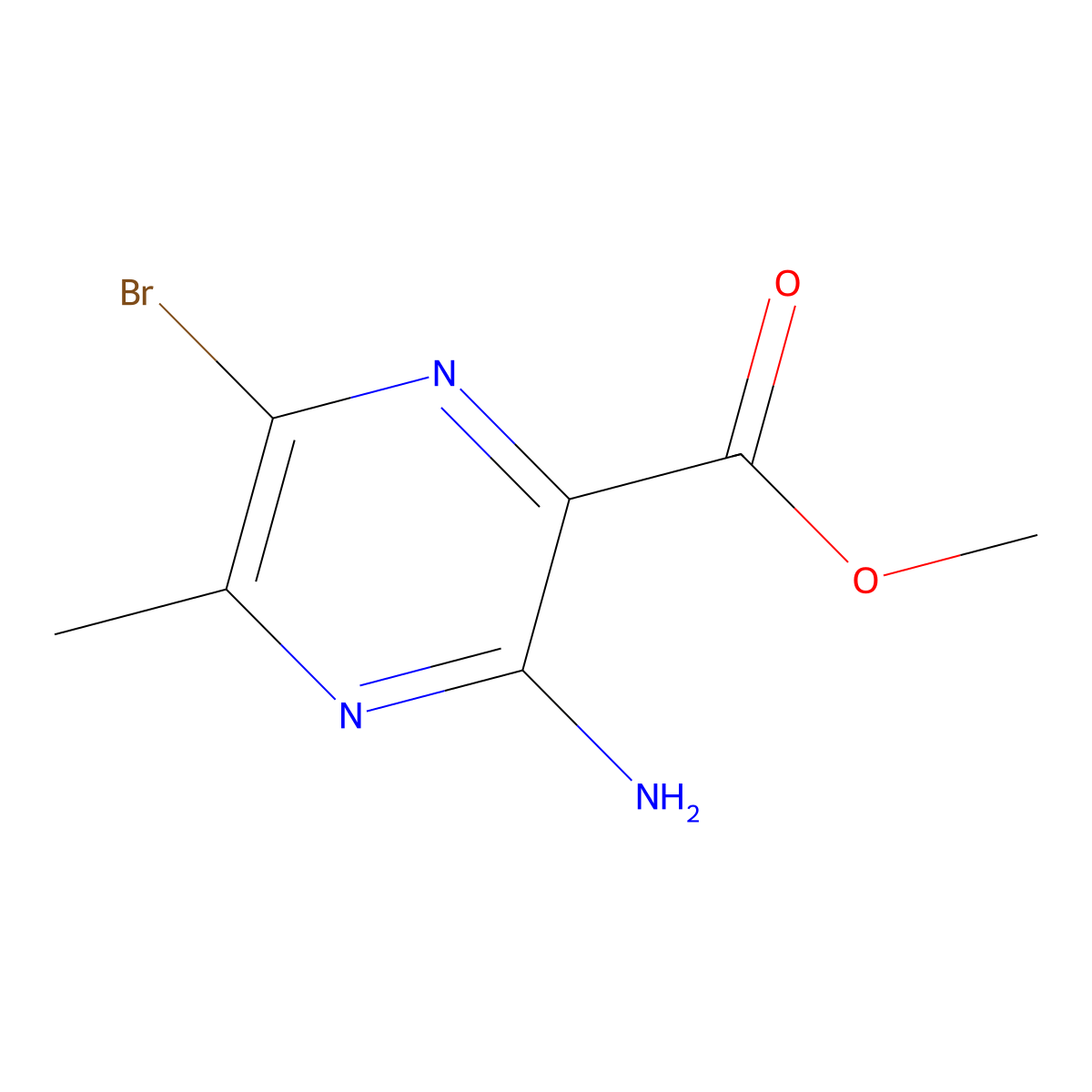 Methyl 3-amino-6-bromo-5-methylpyrazine-2-carboxylate molecular structure, CAS 1131-22-2