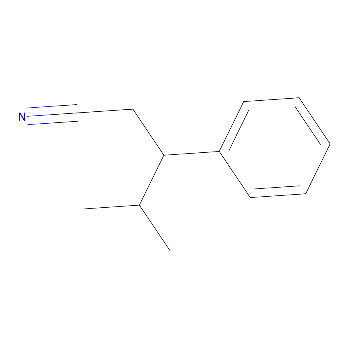 4-Methyl-3-phenylpentanenitrile molecular structure, CAS 1131-43-7