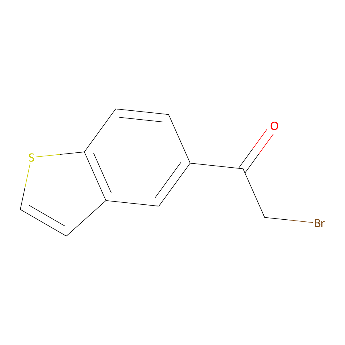 1-(1-Benzothiophen-5-yl)-2-bromo-1-ethanone molecular structure, CAS 1131-87-9