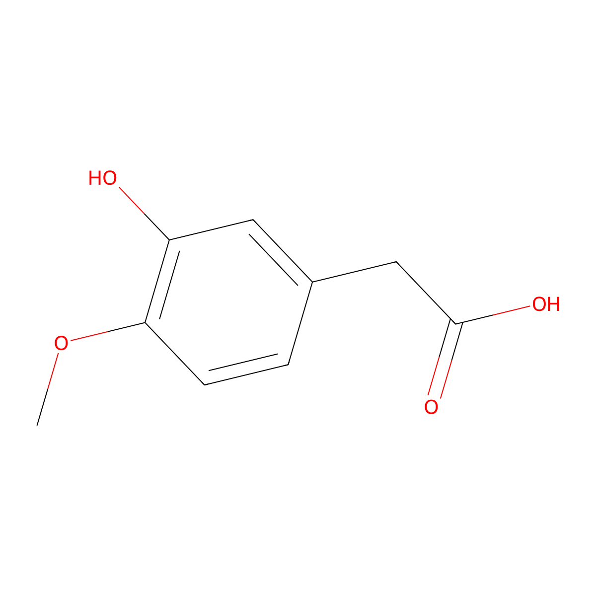 3-Hydroxy-4-methoxybenzeneacetic acid molecular structure, CAS 1131-94-8
