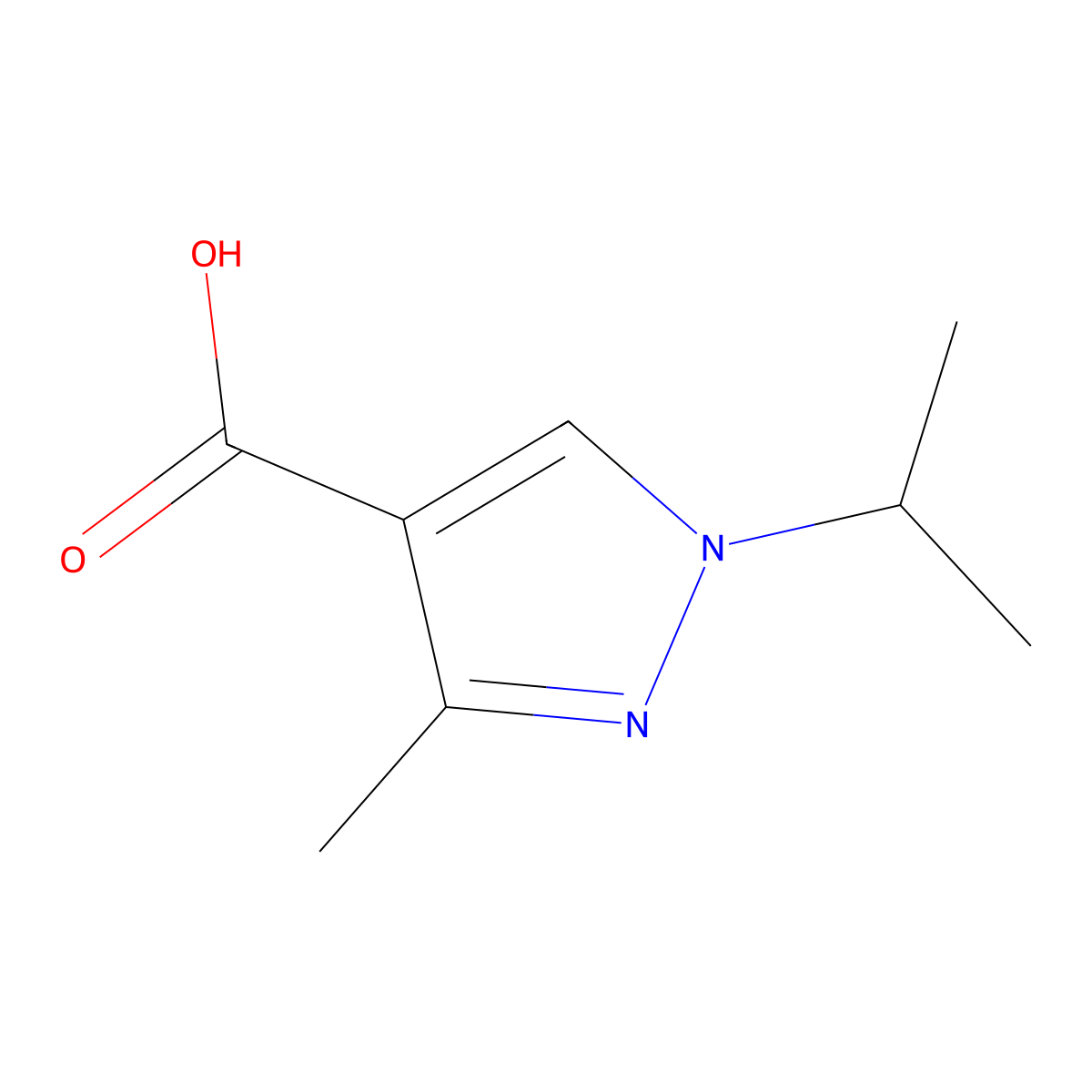 3-methyl-1-(propan-2-yl)-1H-pyrazole-4-carboxylic acid molecular structure, CAS 113100-42-8
