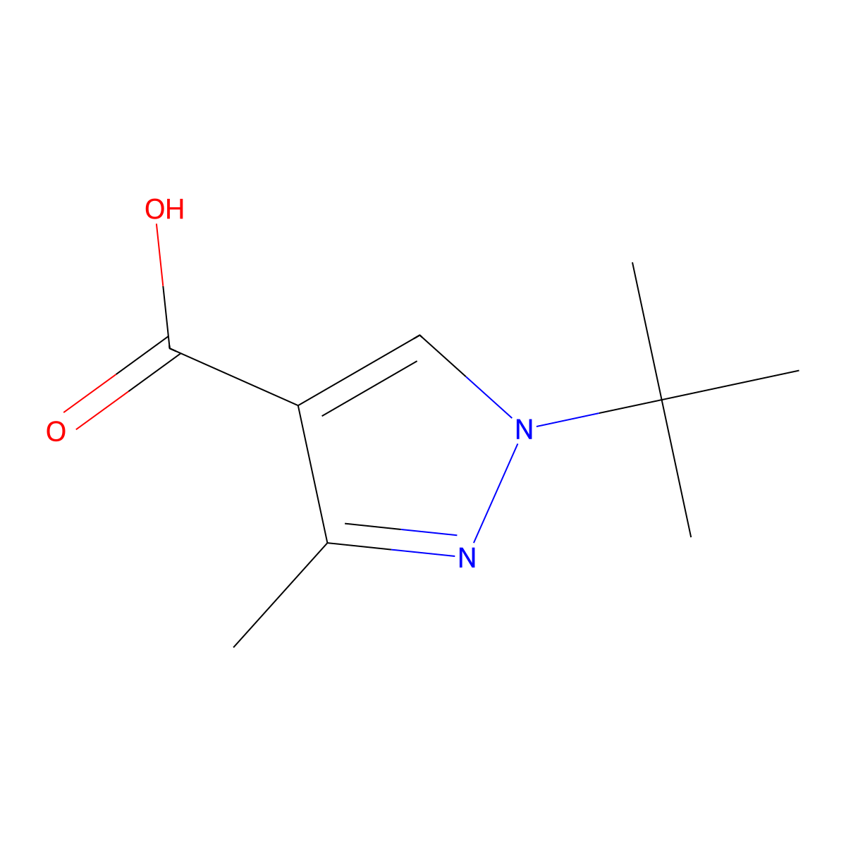 1-(1,1-Dimethylethyl)-3-methyl-1H-pyrazole-4-carboxylic acid molecular structure, CAS 113100-47-3