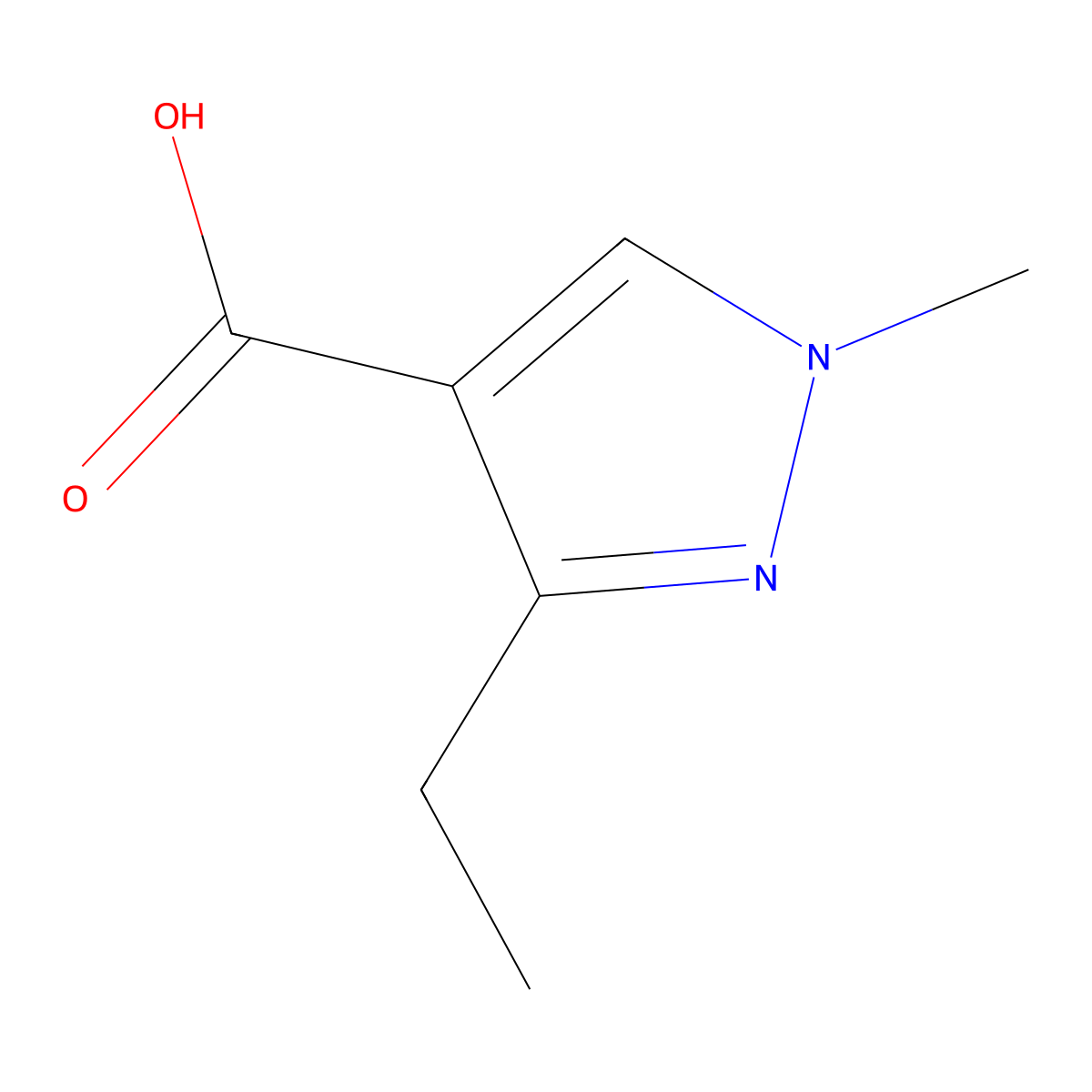 3-ethyl-1-methyl-1H-pyrazole-4-carboxylic acid molecular structure, CAS 113100-49-5