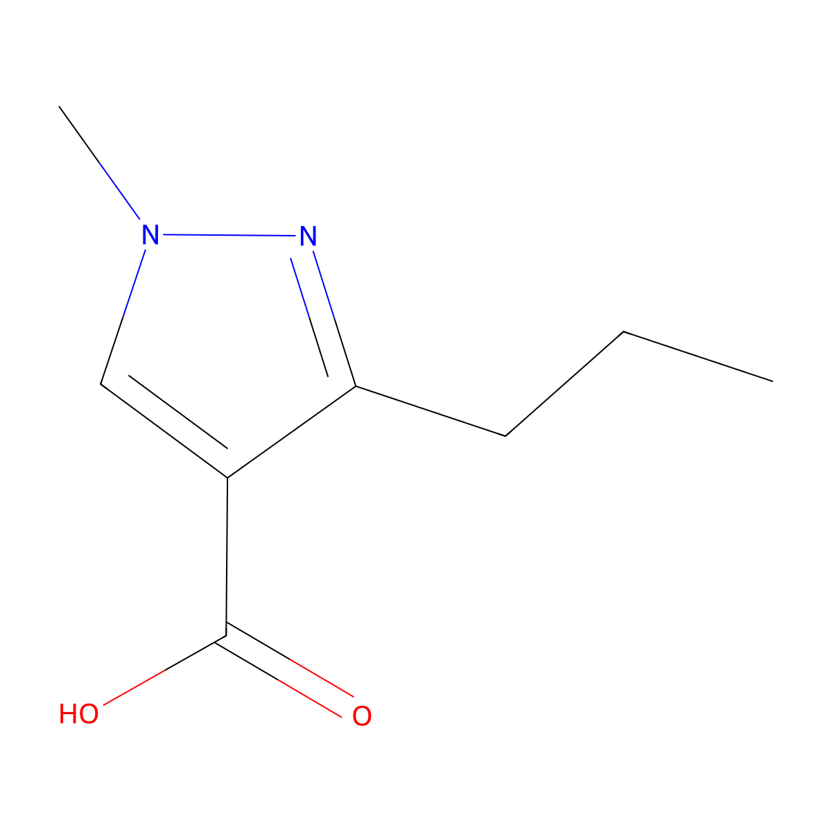 1-methyl-3-propyl-1H-pyrazole-4-carboxylic acid molecular structure, CAS 113100-51-9
