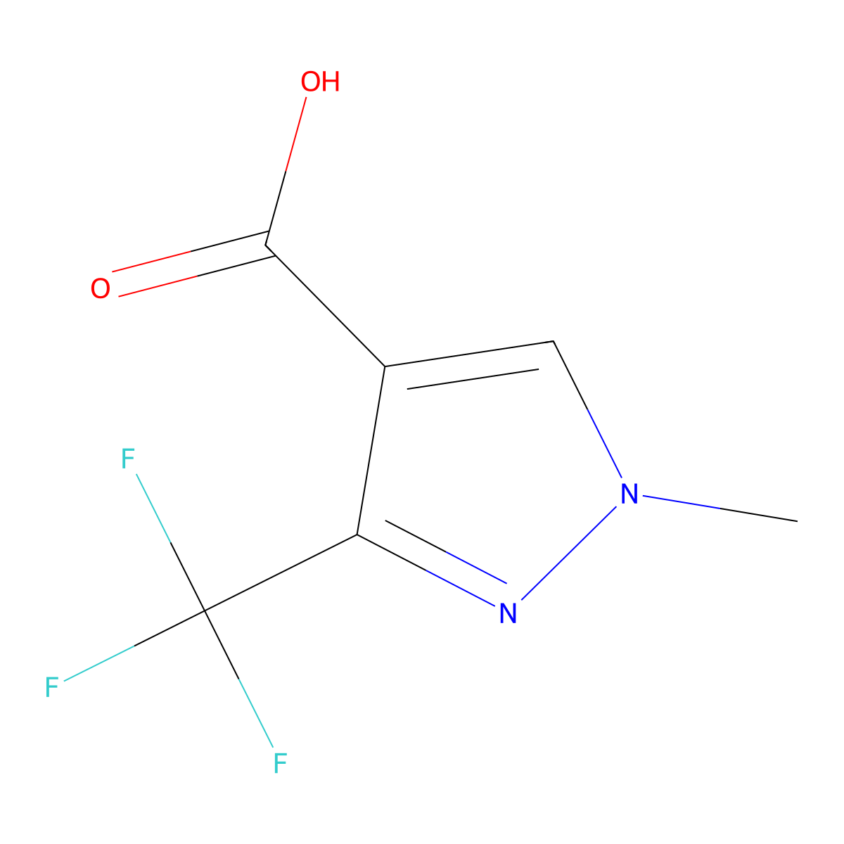 1-methyl-3-(trifluoromethyl)-1H-pyrazole-4-carboxylic acid molecular structure, CAS 113100-53-1
