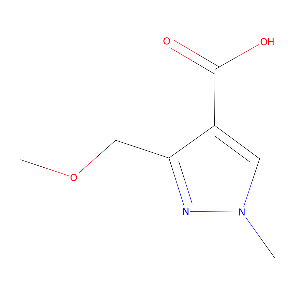 3-(methoxymethyl)-1-methyl-1H-pyrazole-4-carboxylic acid molecular structure, CAS 113100-54-2