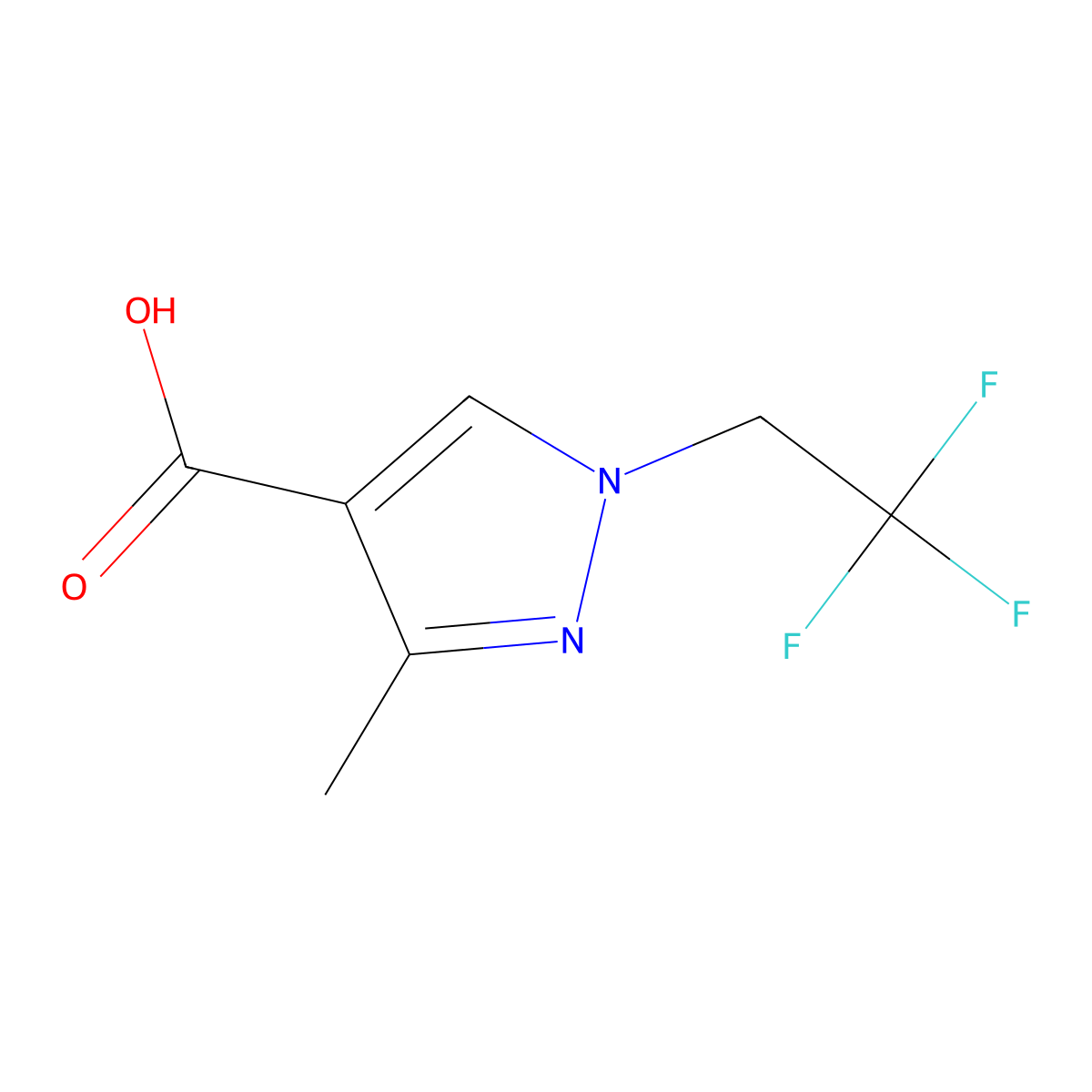 3-methyl-1-(2,2,2-trifluoroethyl)-1H-pyrazole-4-carboxylic acid molecular structure, CAS 113100-55-3