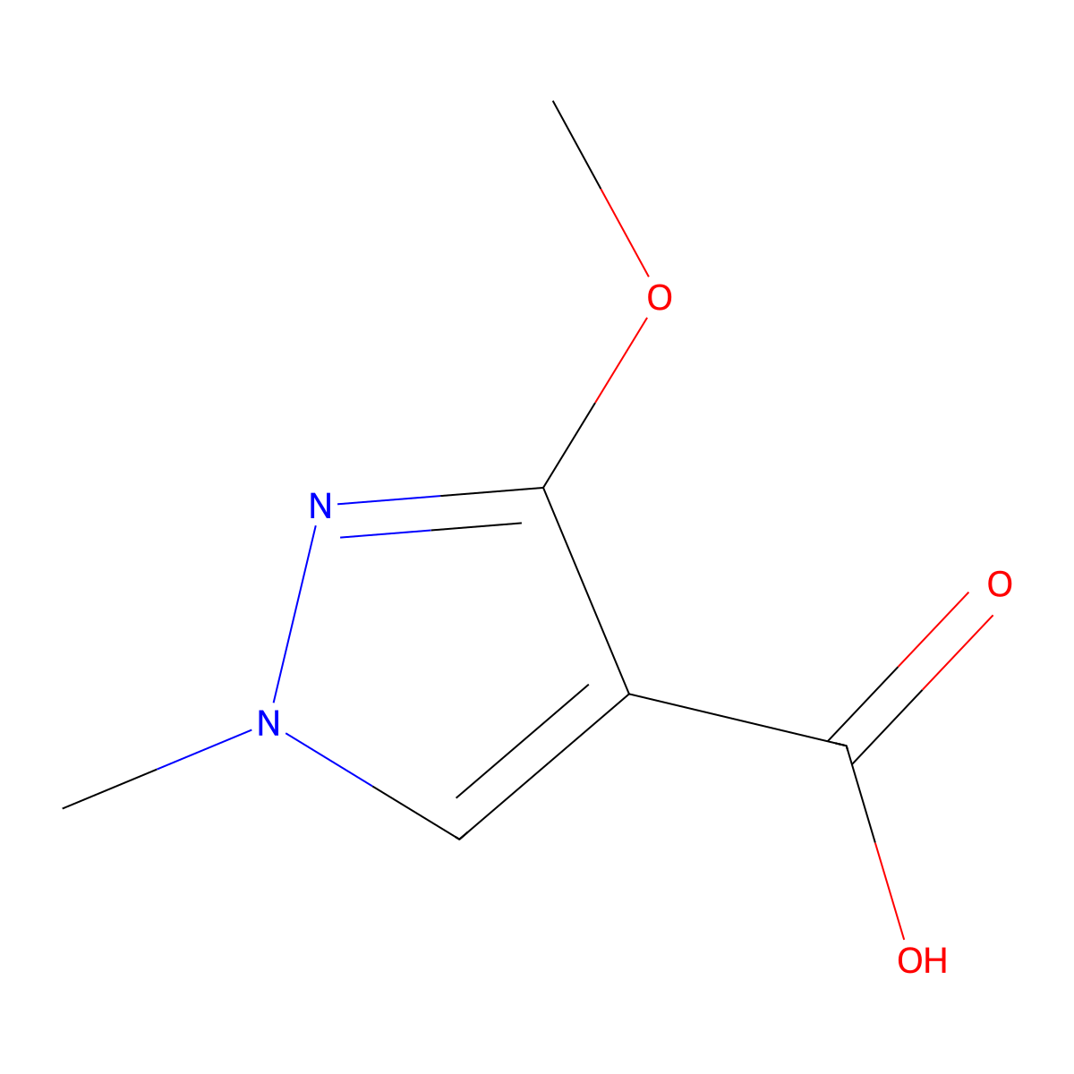 3-methoxy-1-methyl-1H-pyrazole-4-carboxylic acid molecular structure, CAS 113100-56-4