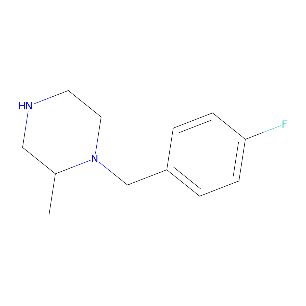1-[(4-Fluorophenyl)methyl]-2-methylpiperazine molecular structure, CAS 1131001-24-5