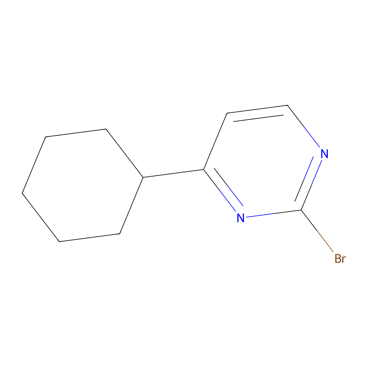 2-Bromo-4-cyclohexylpyrimidine molecular structure, CAS 1131040-40-8
