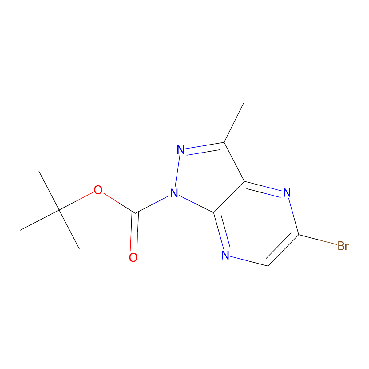 tert-butyl 5-bromo-3-methyl-1H-pyrazolo[3,4-b]pyrazine-1-carboxylate molecular structure, CAS 1131041-61-6