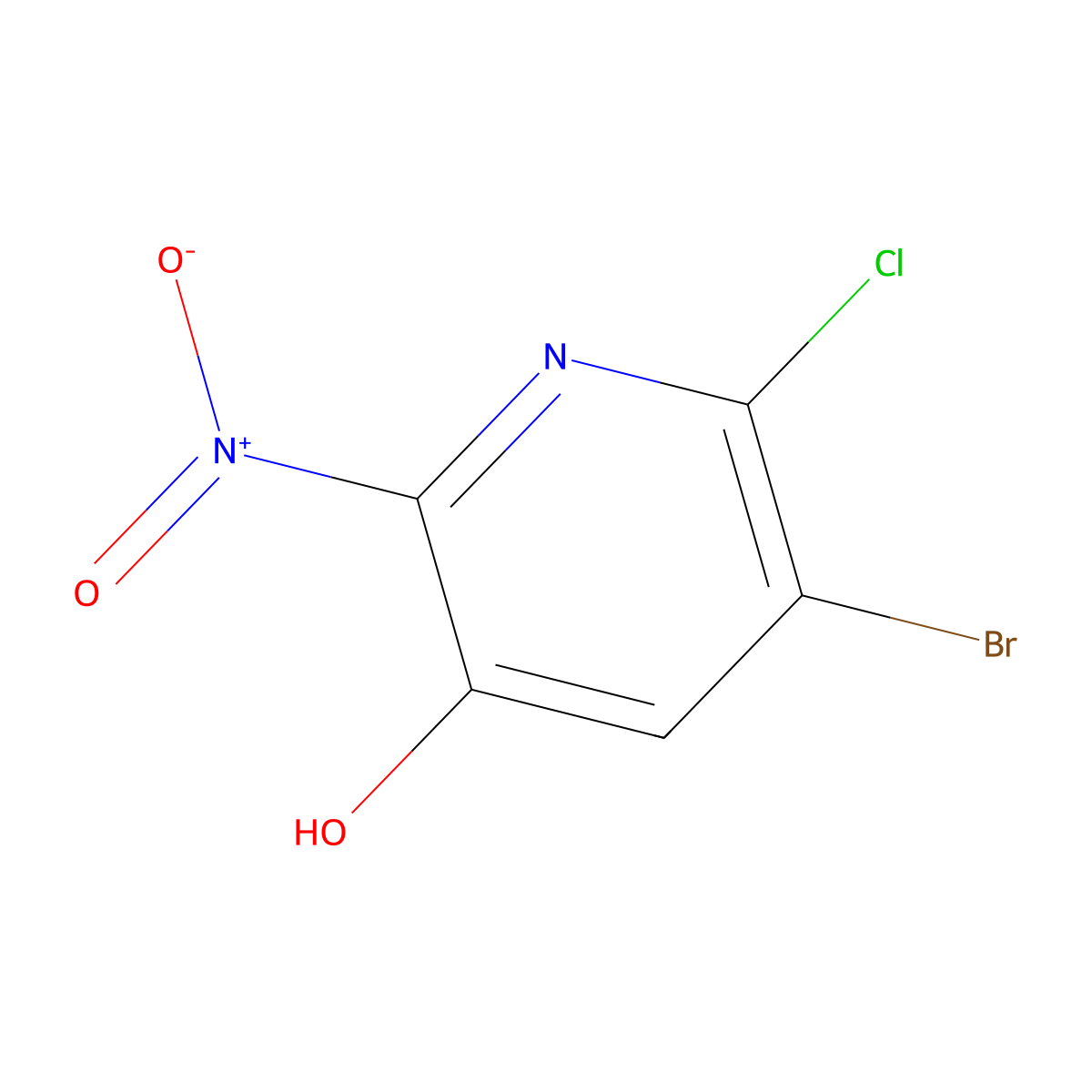 5-Bromo-6-chloro-2-nitropyridin-3-OL molecular structure, CAS 1131041-71-8