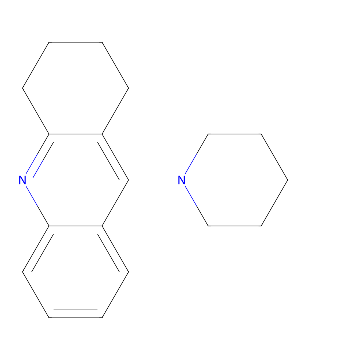 Acridine, 1,2,3,4-tetrahydro-9-(3-methyl-1-piperidinyl)- molecular structure, CAS 113106-25-5