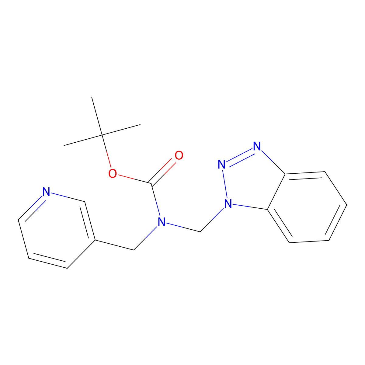 tert-Butyl N-(1H-1,2,3-benzotriazol-1-ylmethyl)-N-(pyridin-3-ylmethyl)carbamate molecular structure, CAS 1131148-23-6