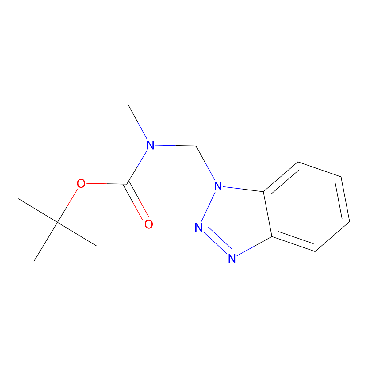 tert-Butyl N-(1H-1,2,3-benzotriazol-1-ylmethyl)-N-methylcarbamate molecular structure, CAS 1131148-25-8