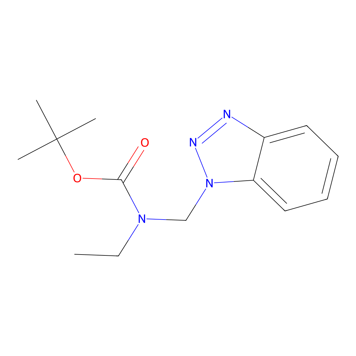 tert-Butyl N-(1H-1,2,3-benzotriazol-1-ylmethyl)-N-ethylcarbamate molecular structure, CAS 1131148-26-9