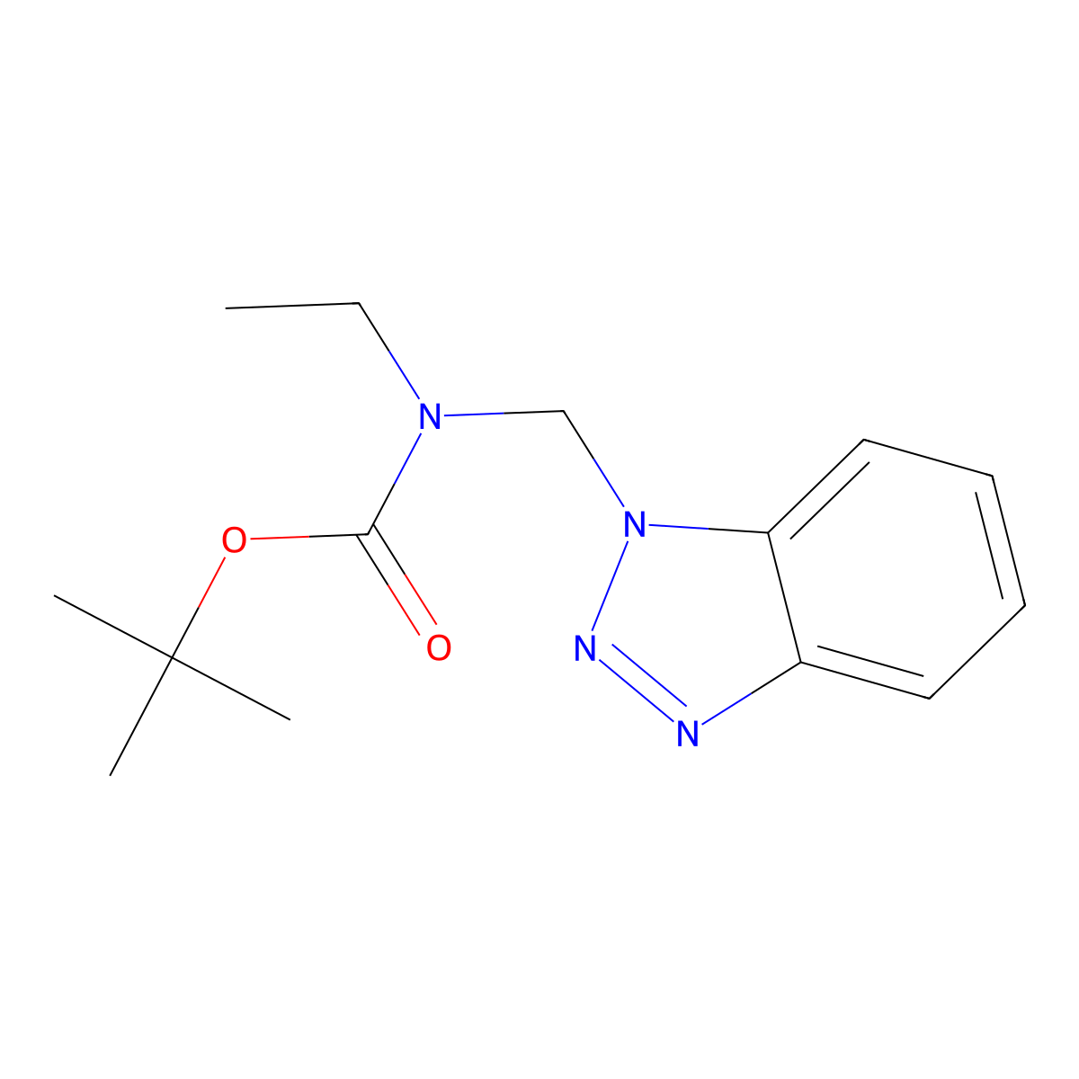 tert-Butyl N-(1H-1,2,3-benzotriazol-1-ylmethyl)-N-ethylcarbamate molecular structure, CAS 1131148-26-9