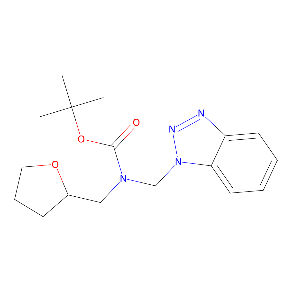tert-Butyl N-(1H-1,2,3-benzotriazol-1-ylmethyl)-N-(oxolan-2-ylmethyl)carbamate molecular structure, CAS 1131148-27-0