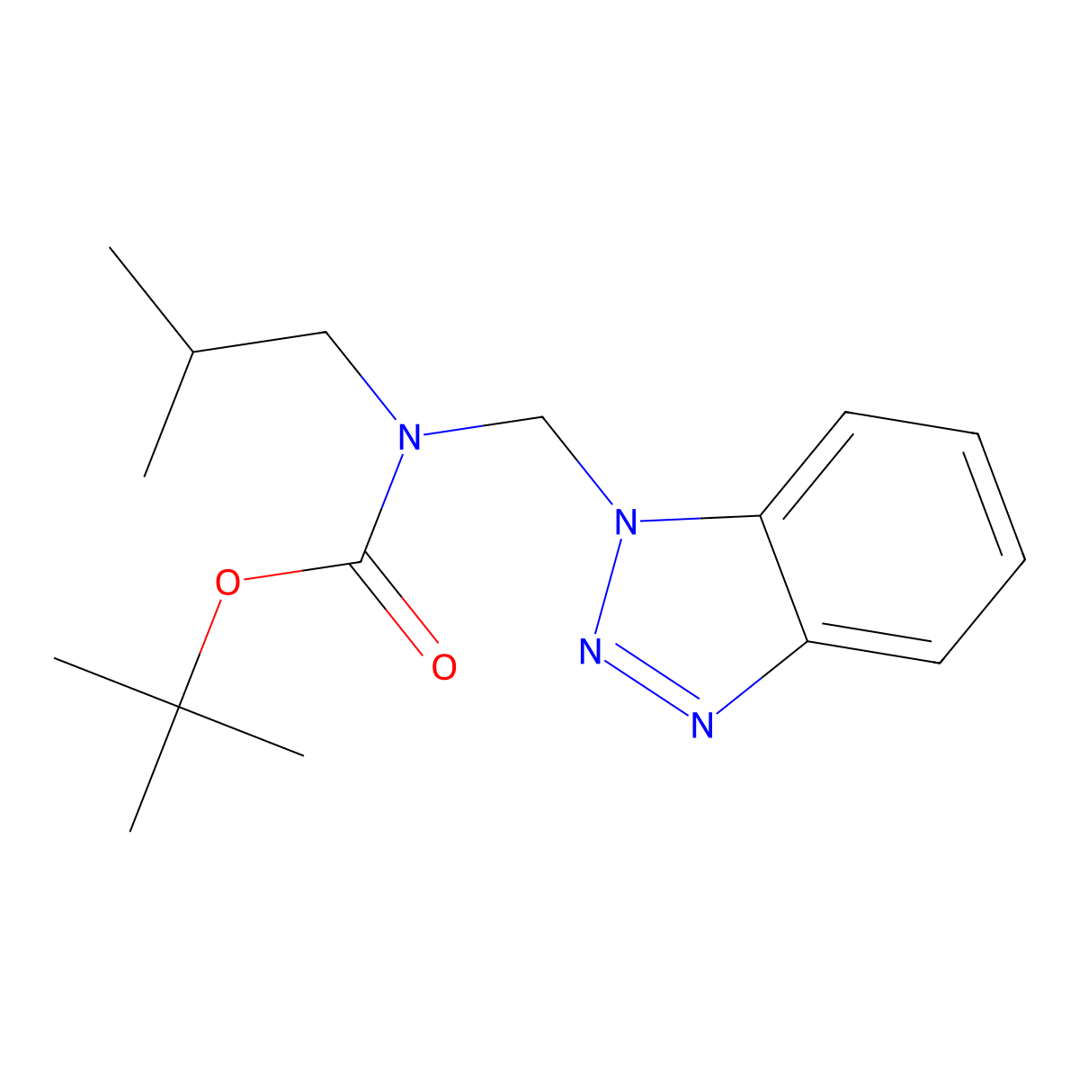 tert-Butyl N-(1H-1,2,3-benzotriazol-1-ylmethyl)-N-(2-methylpropyl)carbamate molecular structure, CAS 1131148-28-1