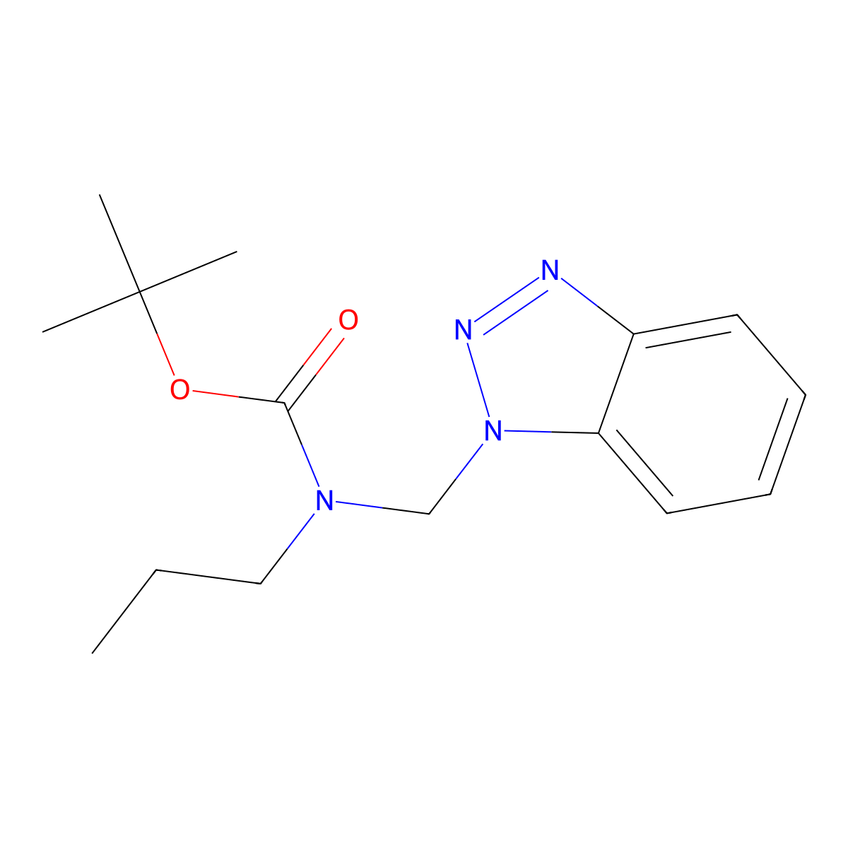 tert-Butyl N-(1H-1,2,3-benzotriazol-1-ylmethyl)-N-propylcarbamate molecular structure, CAS 1131148-50-9