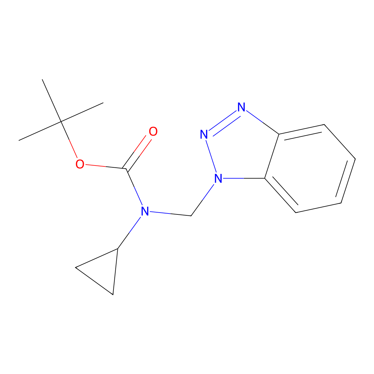 tert-Butyl N-(1H-1,2,3-benzotriazol-1-ylmethyl)-N-cyclopropylcarbamate molecular structure, CAS 1131148-56-5