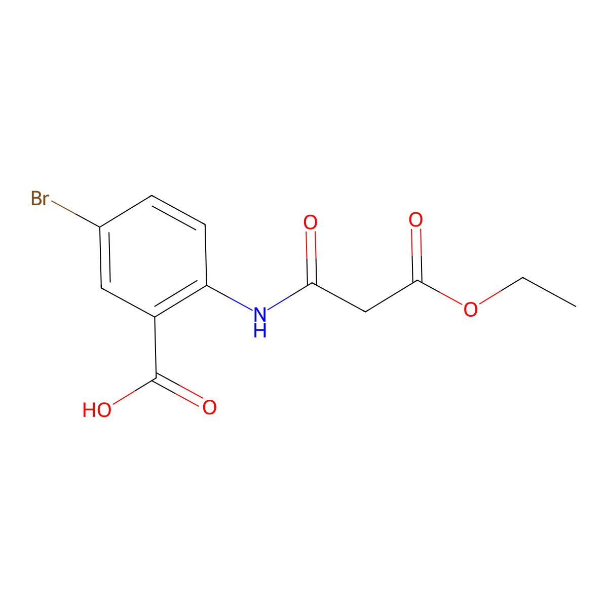 Benzoic acid, 5-bromo-2-[(3-ethoxy-1,3-dioxopropyl)amino]- molecular structure, CAS 113117-47-8