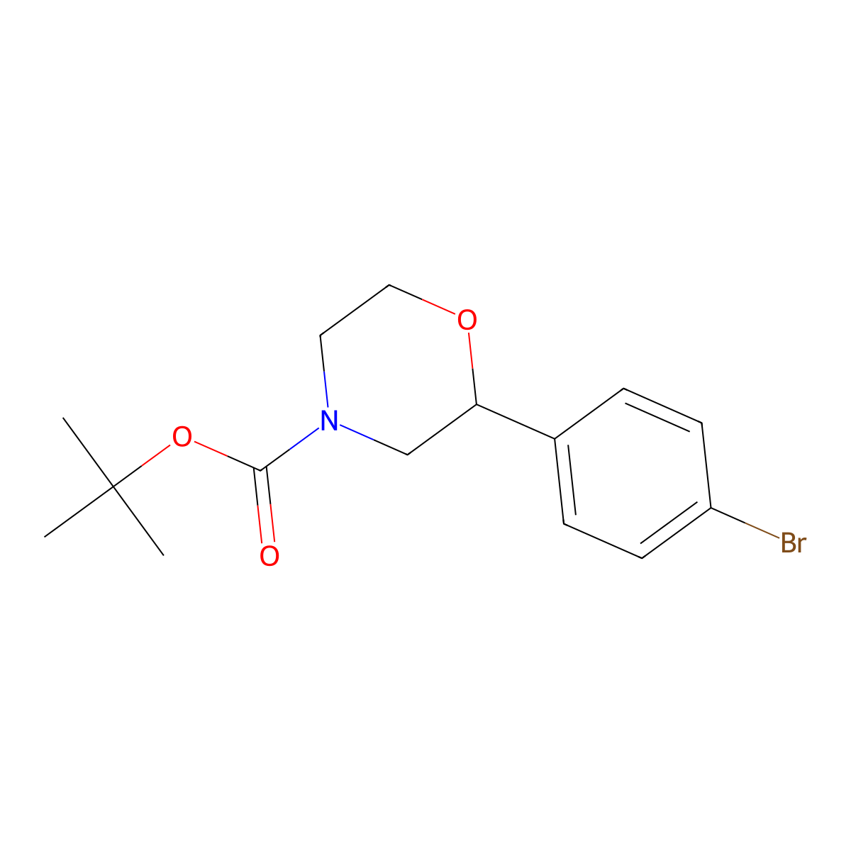 tert-butyl (2S)-2-(4-bromophenyl)morpholine-4-carboxylate molecular structure, CAS 1131220-37-5
