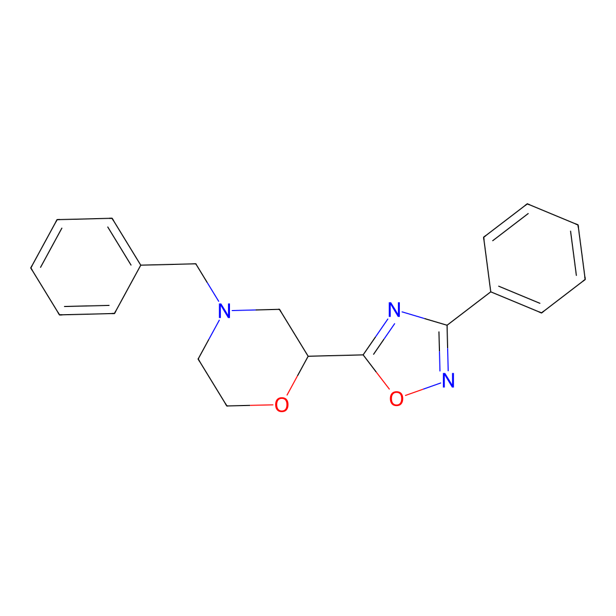 4-Benzyl-2-(3-phenyl-1,2,4-oxadiazol-5-yl)morpholine molecular structure, CAS 1131220-55-7