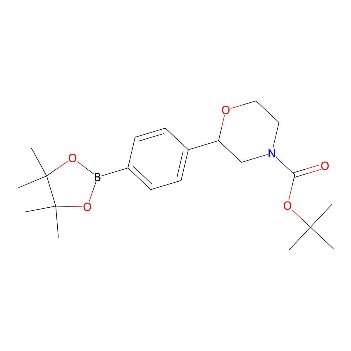 Tert-butyl 2-(4-(4,4,5,5-tetramethyl-1,3,2-dioxaborolan-2-yl)phenyl)morpholine-4-carboxylate molecular structure, CAS 1131220-85-3