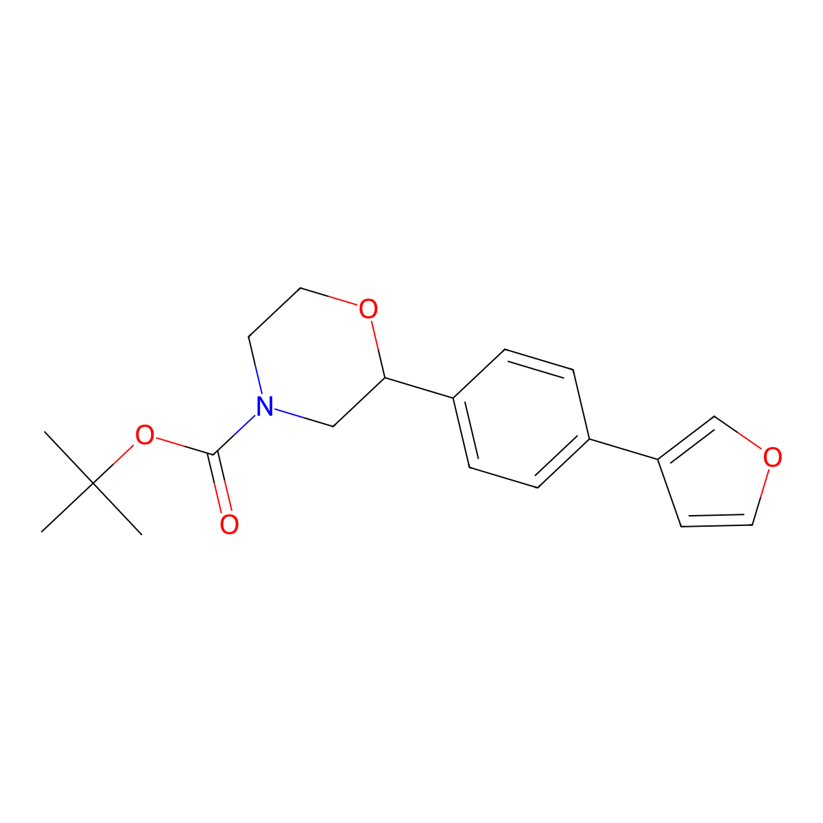 1,1-Dimethylethyl 2-[4-(3-furanyl)phenyl]-4-morpholinecarboxylate molecular structure, CAS 1131220-88-6