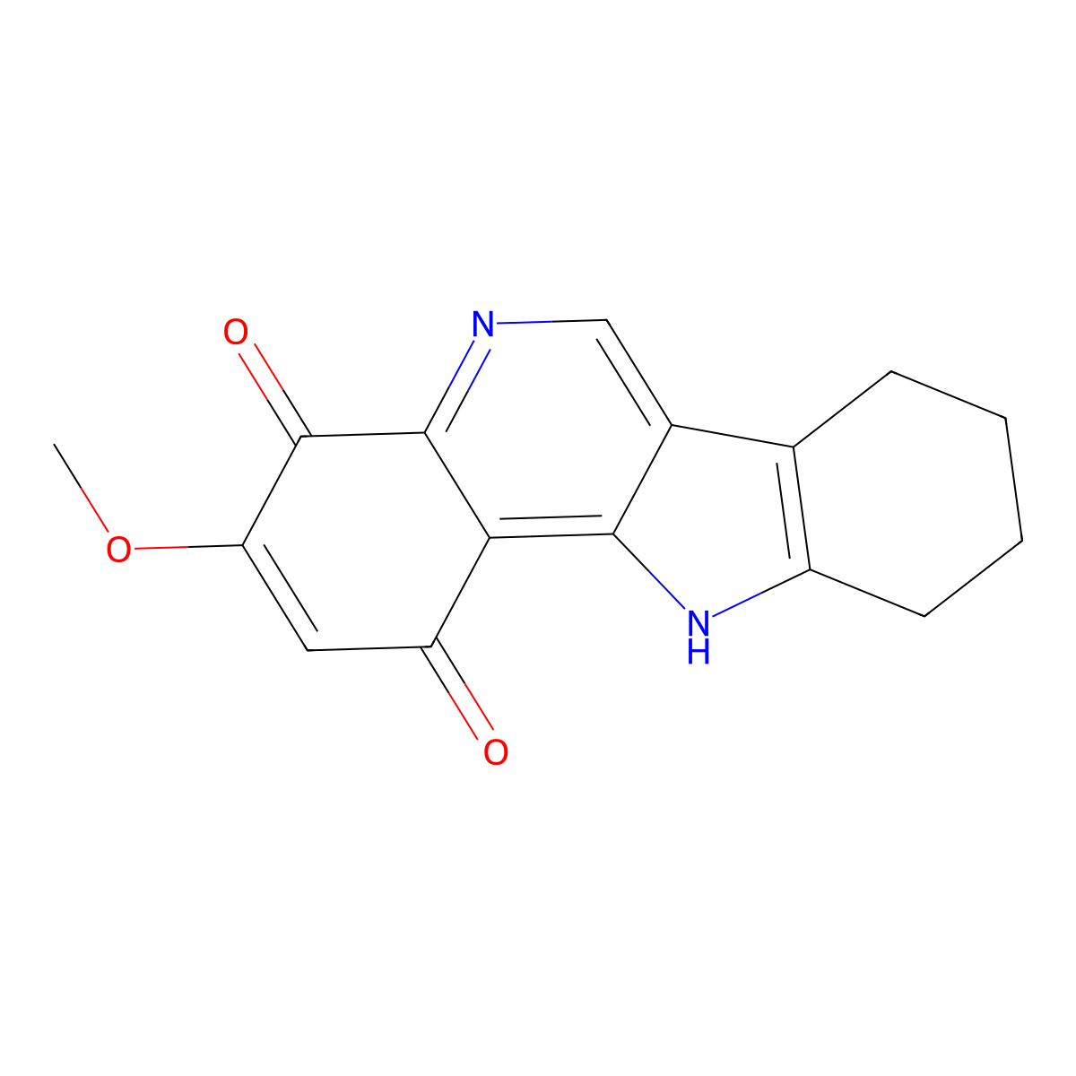 1H-Indole(3,2-c)quinoline-1,4(7H)-dione, 8,9,10,11-tetrahydro-3-methoxy- molecular structure, CAS 113124-69-9