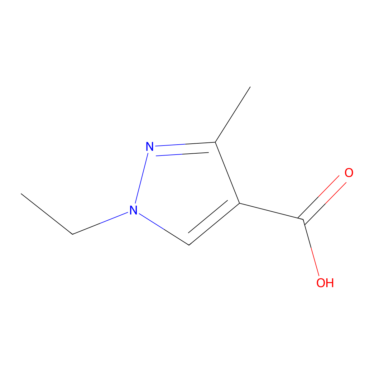 1-Ethyl-3-methyl-1H-pyrazole-4-carboxylic acid molecular structure, CAS 113131-46-7