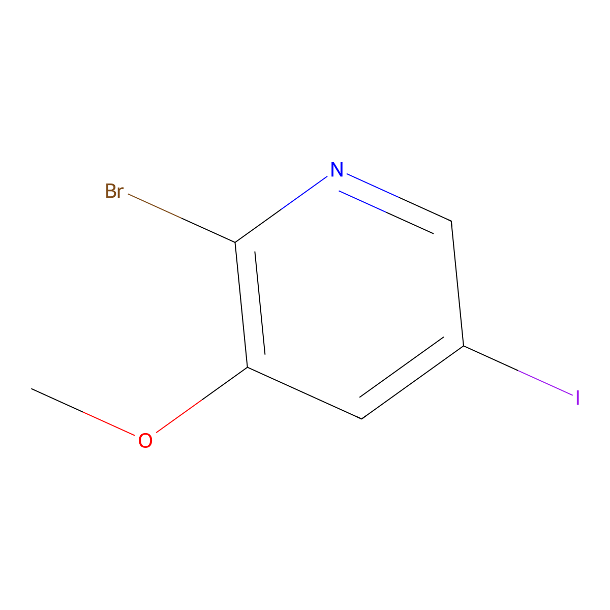 2-Bromo-5-iodo-3-methoxypyridine molecular structure, CAS 1131335-43-7