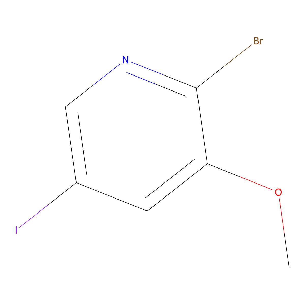 2-Bromo-5-iodo-3-methoxypyridine molecular structure, CAS 1131335-43-7