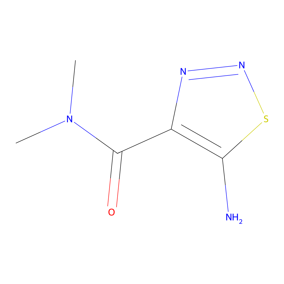 1,2,3-Thiadiazole-4-carboxamide, 5-amino-N,N-dimethyl- molecular structure, CAS 113137-60-3
