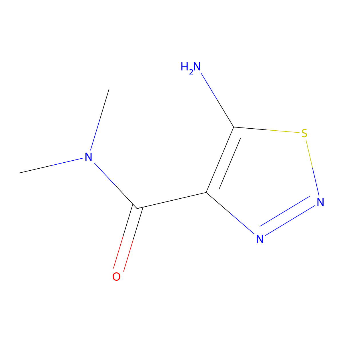 1,2,3-Thiadiazole-4-carboxamide, 5-amino-N,N-dimethyl- molecular structure, CAS 113137-60-3