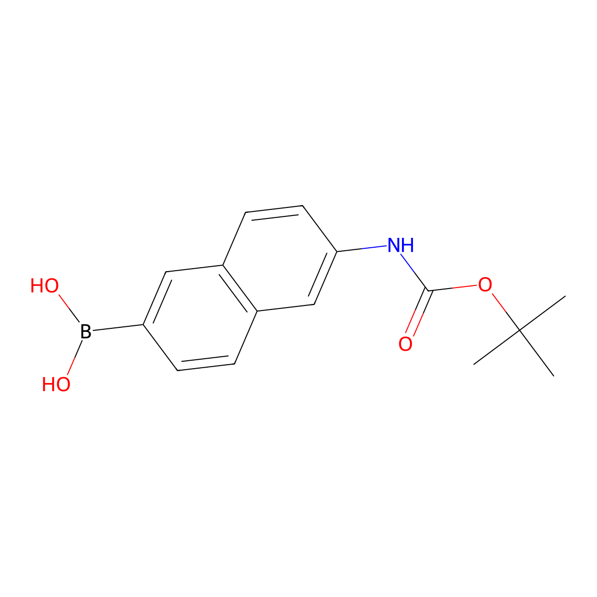 (6-((tert-Butoxycarbonyl)amino)naphthalen-2-yl)boronic acid molecular structure, CAS 1131395-21-5
