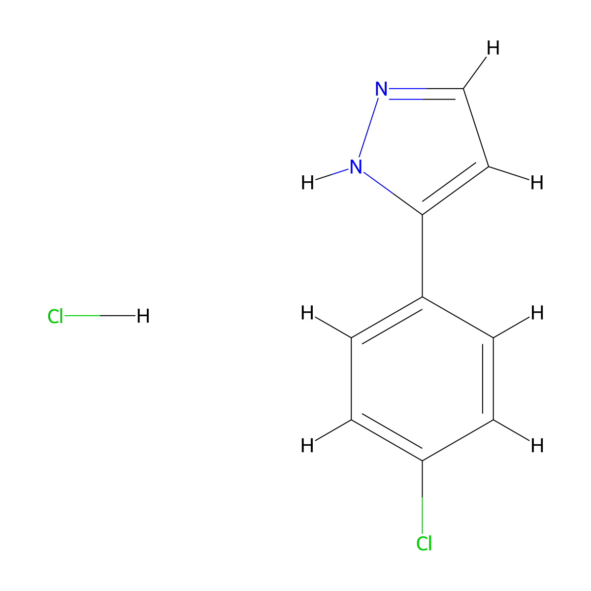 3-(4-chlorophenyl)-1H-pyrazole hydrochloride molecular structure, CAS 113140-17-3