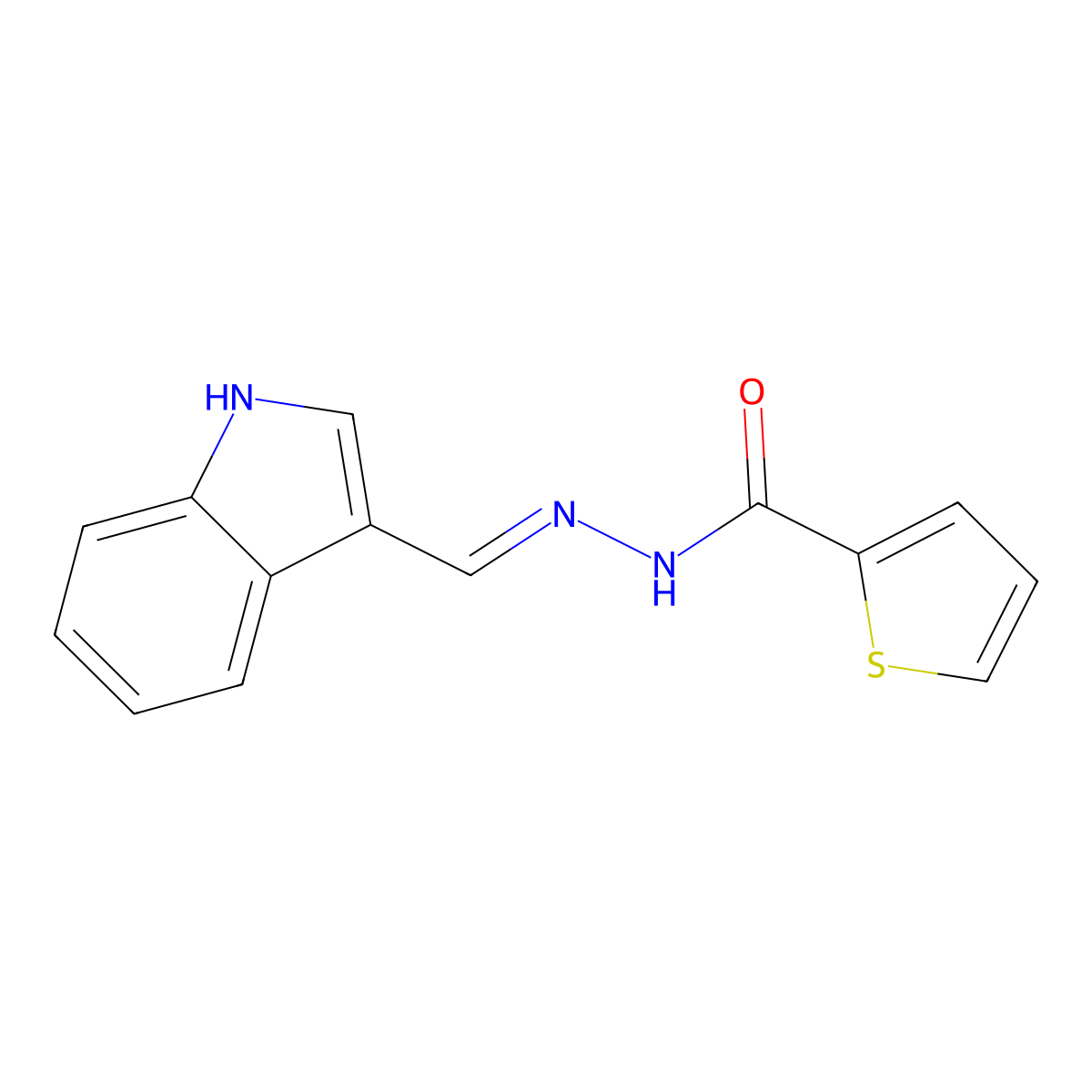 N'-(1H-indol-3-ylmethylene)-2-thiophenecarbohydrazide molecular structure, CAS 113143-13-8
