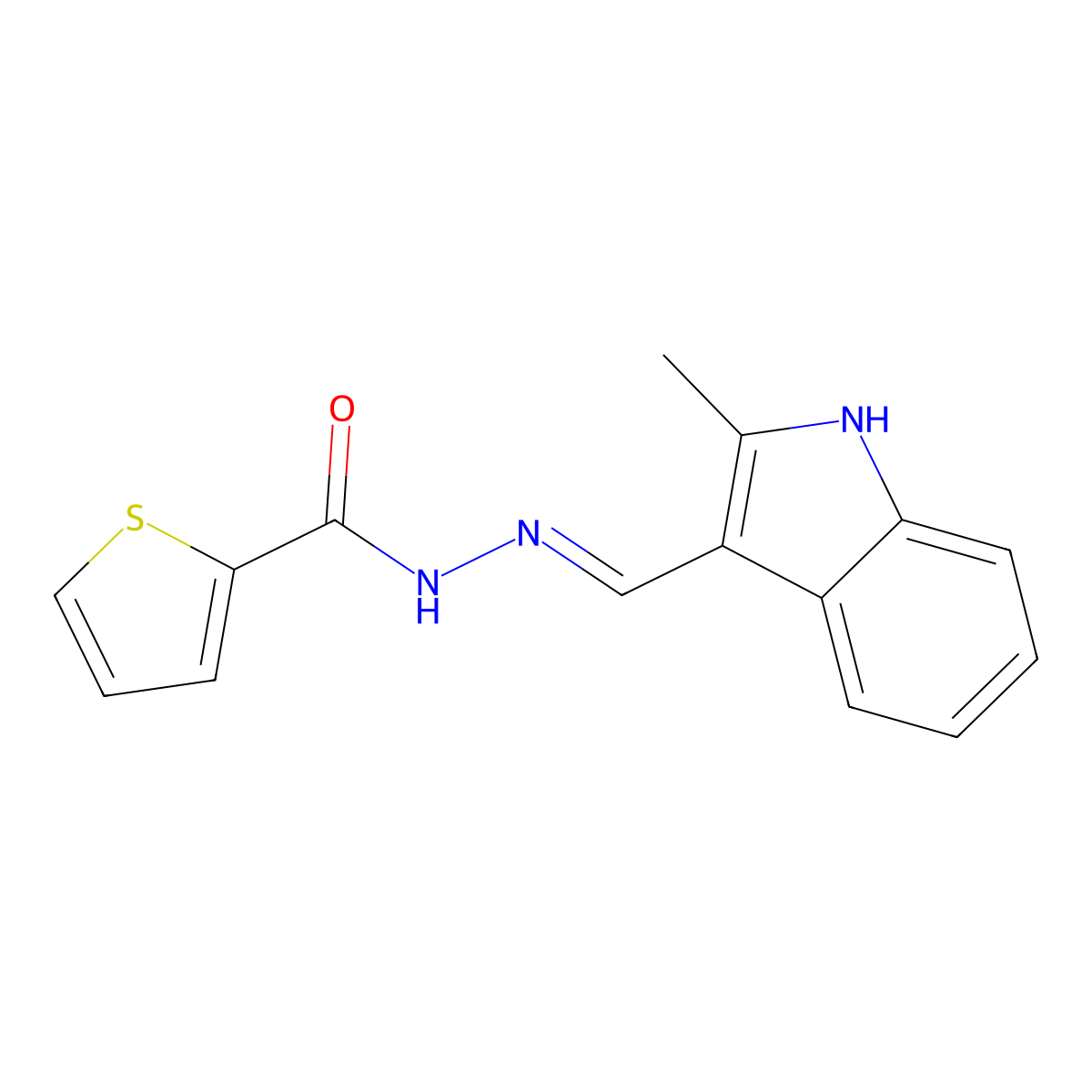 N'-((2-Methyl-1H-indol-3-yl)methylene)thiophene-2-carbohydrazide molecular structure, CAS 113144-90-4