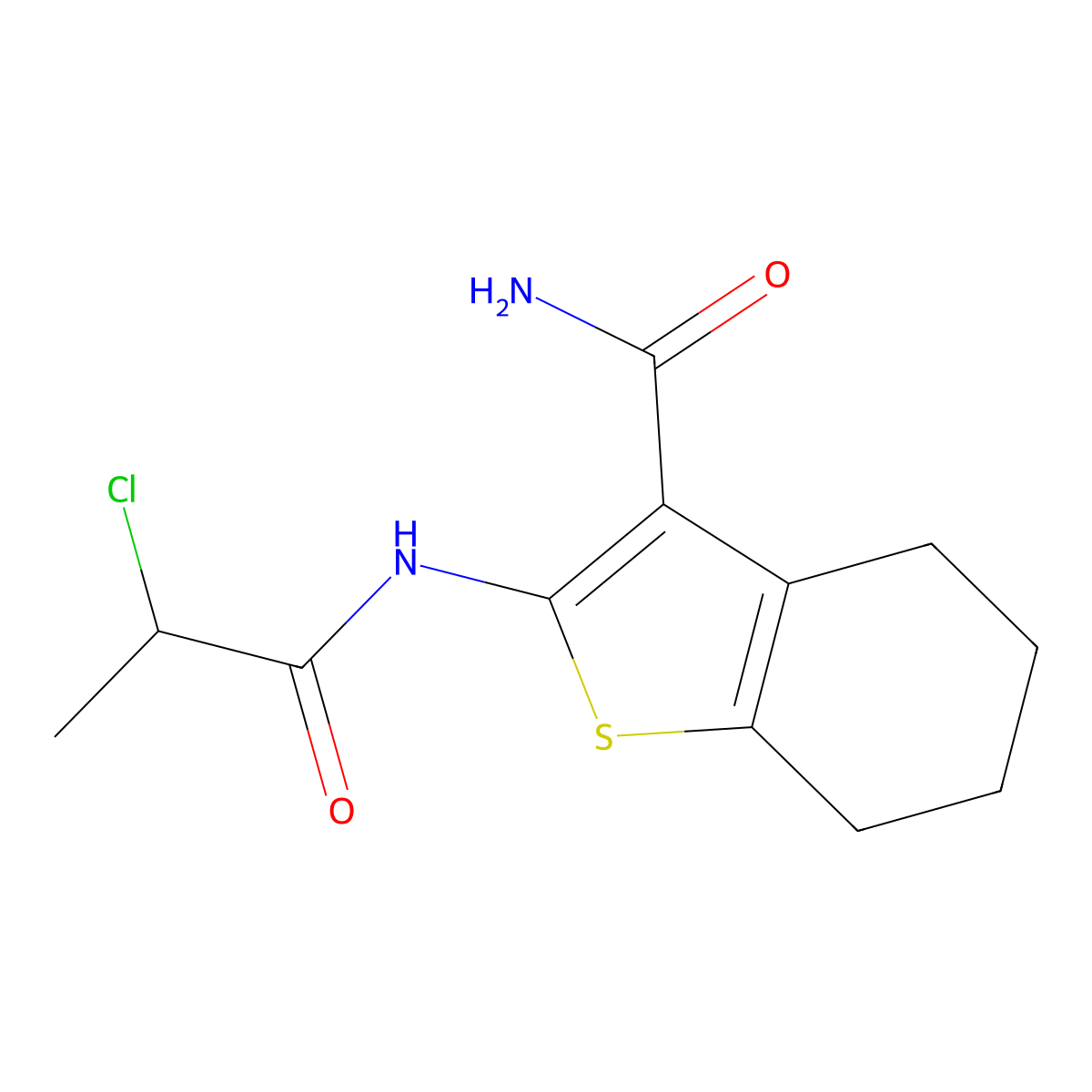 2-[(2-Chloropropanoyl)amino]-4,5,6,7-tetrahydro-1-benzothiophene-3-carboxamide molecular structure, CAS 1131447-79-4