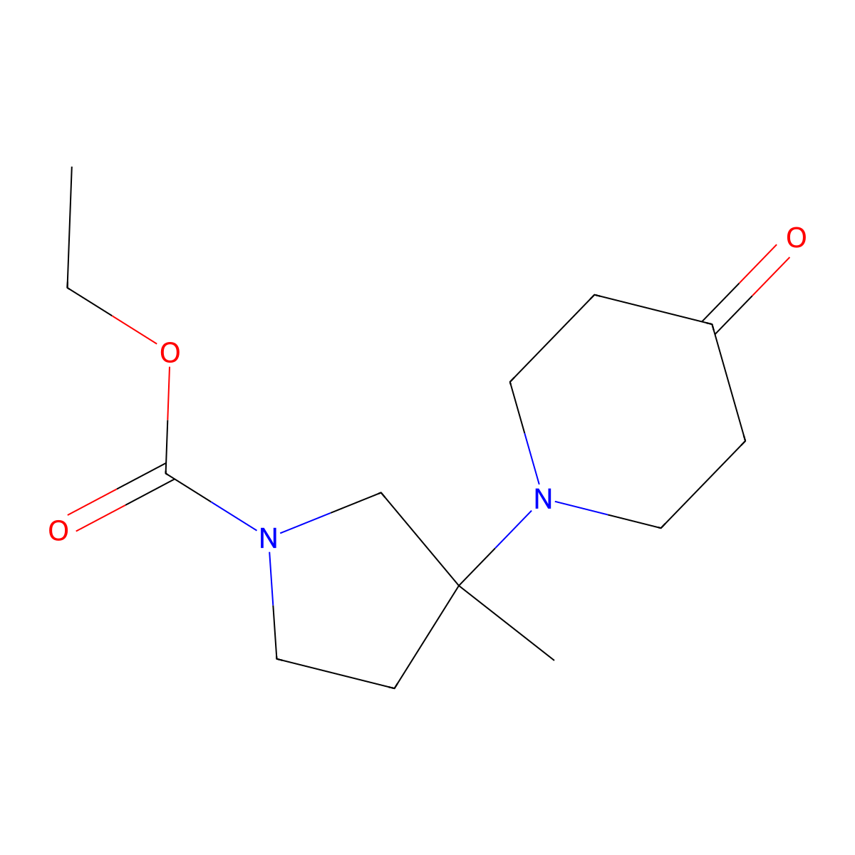 Ethyl 3-methyl-3-(4-oxopiperidin-1-YL)pyrrolidine-1-carboxylate molecular structure, CAS 1131451-64-3